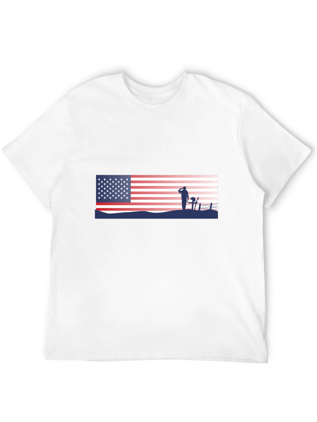 Patriotic US Flag & Soldier Silhouette T-Shirt