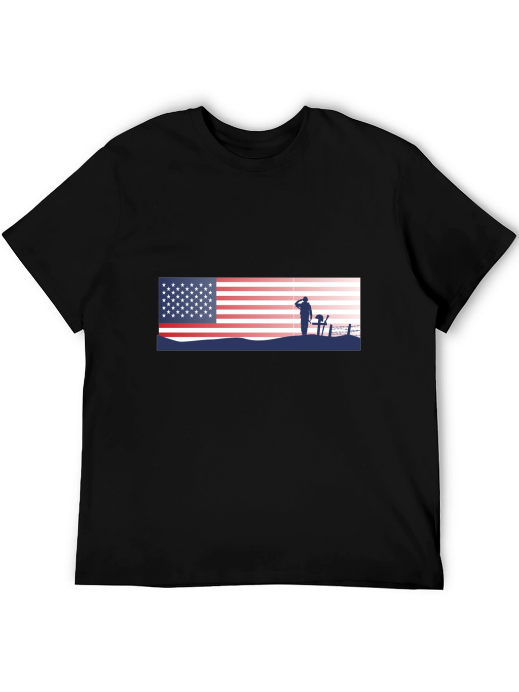 Patriotic US Flag & Soldier Silhouette T-Shirt