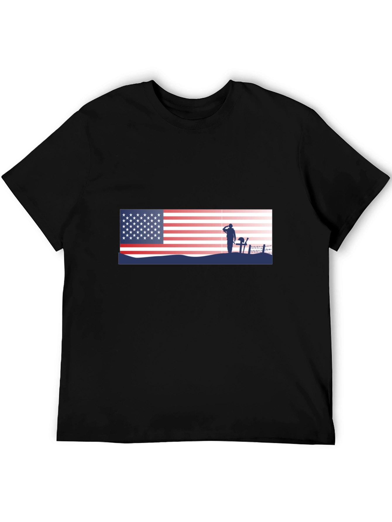 Patriotic US Flag & Soldier Silhouette T-Shirt