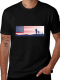 Patriotic US Flag & Soldier Silhouette T-Shirt