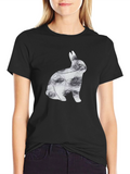 Black Rabbit Silhouette Tee - Modern Graphic Print