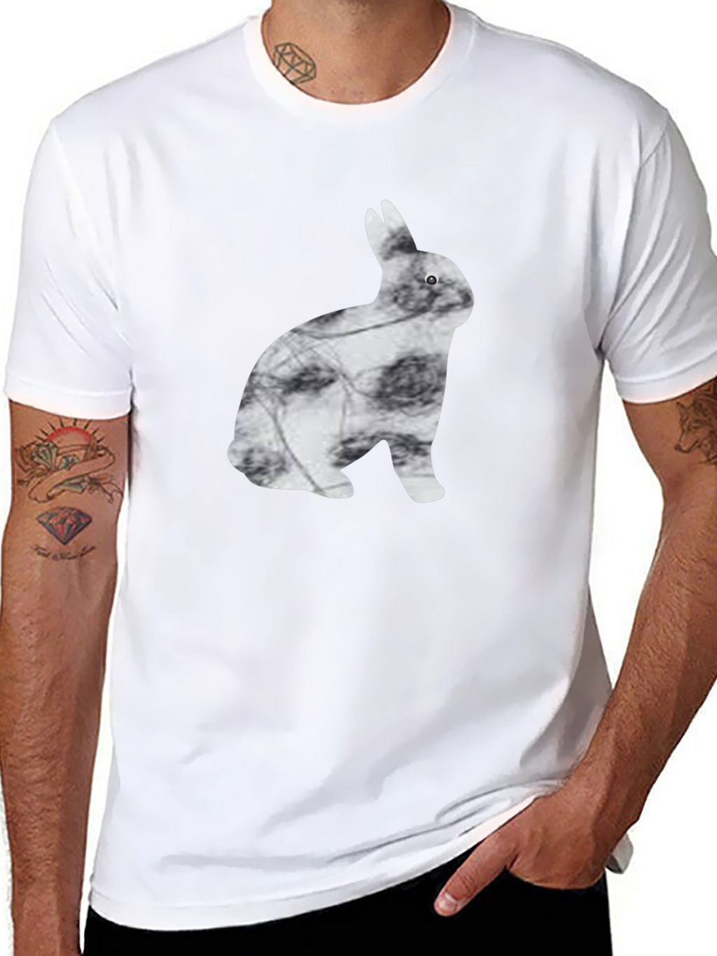 Black Rabbit Silhouette Tee - Modern Graphic Print
