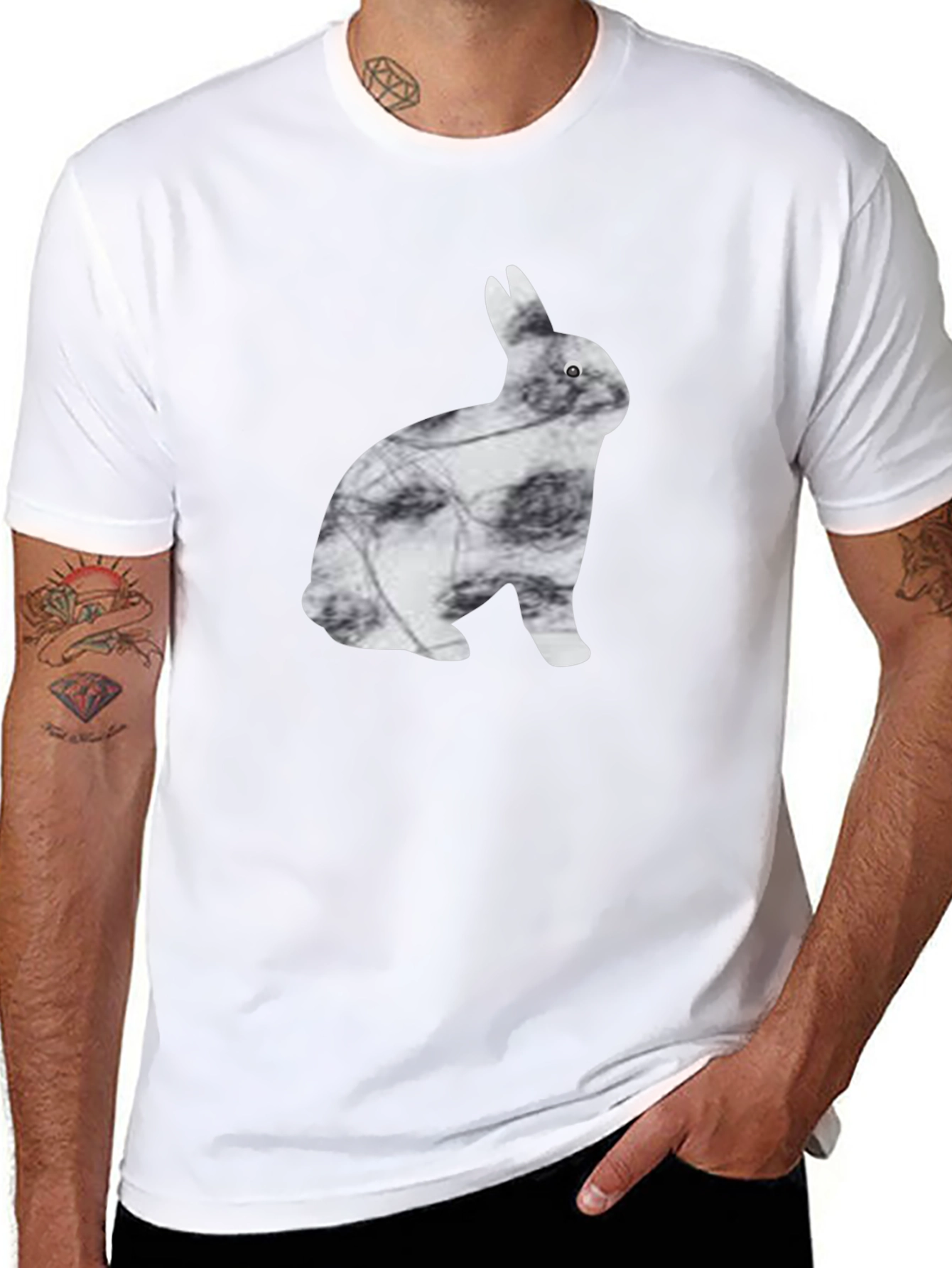 Black Rabbit Silhouette Tee - Modern Graphic Print
