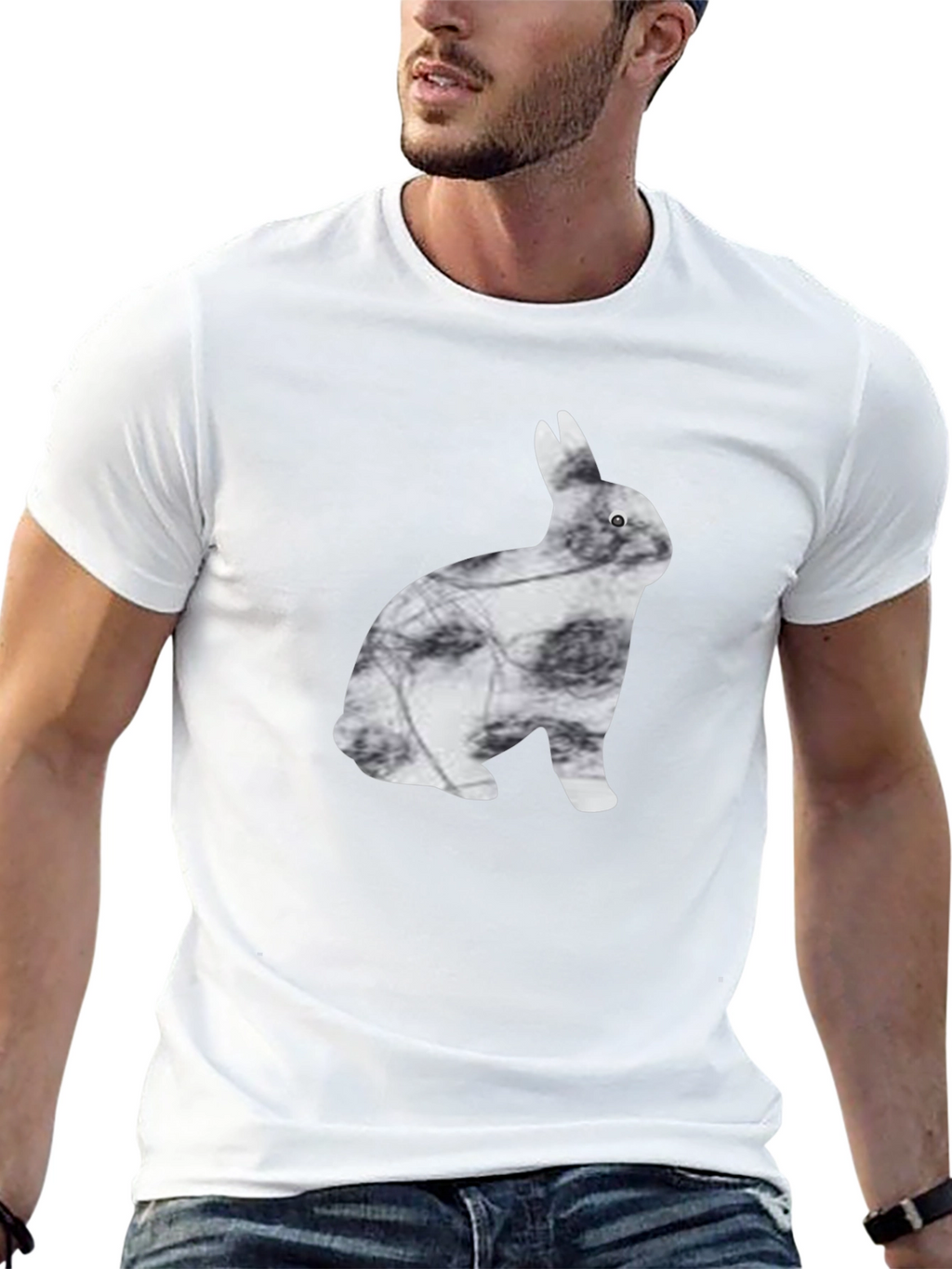 Black Rabbit Silhouette Tee - Modern Graphic Print