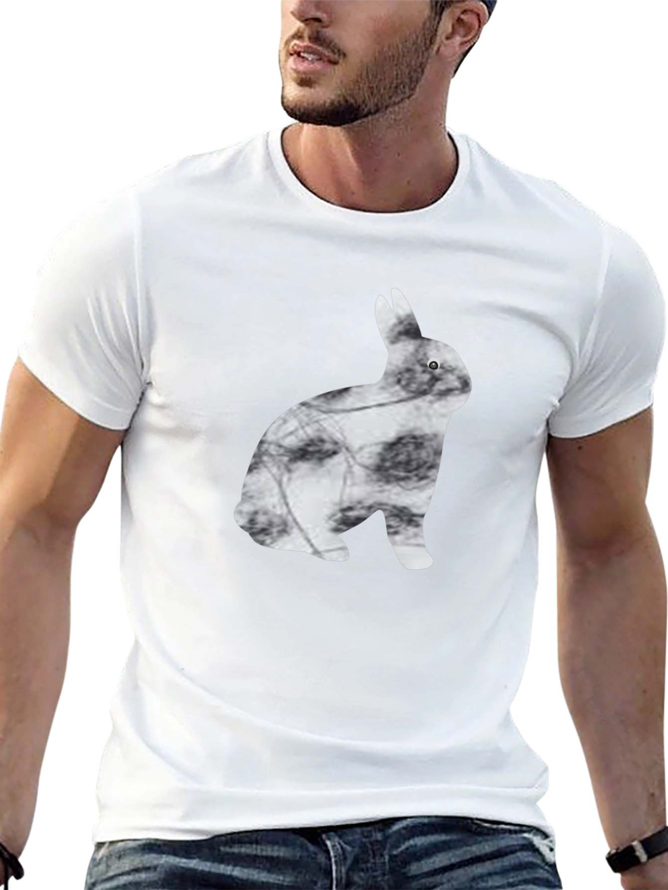 Black Rabbit Silhouette Tee - Modern Graphic Print