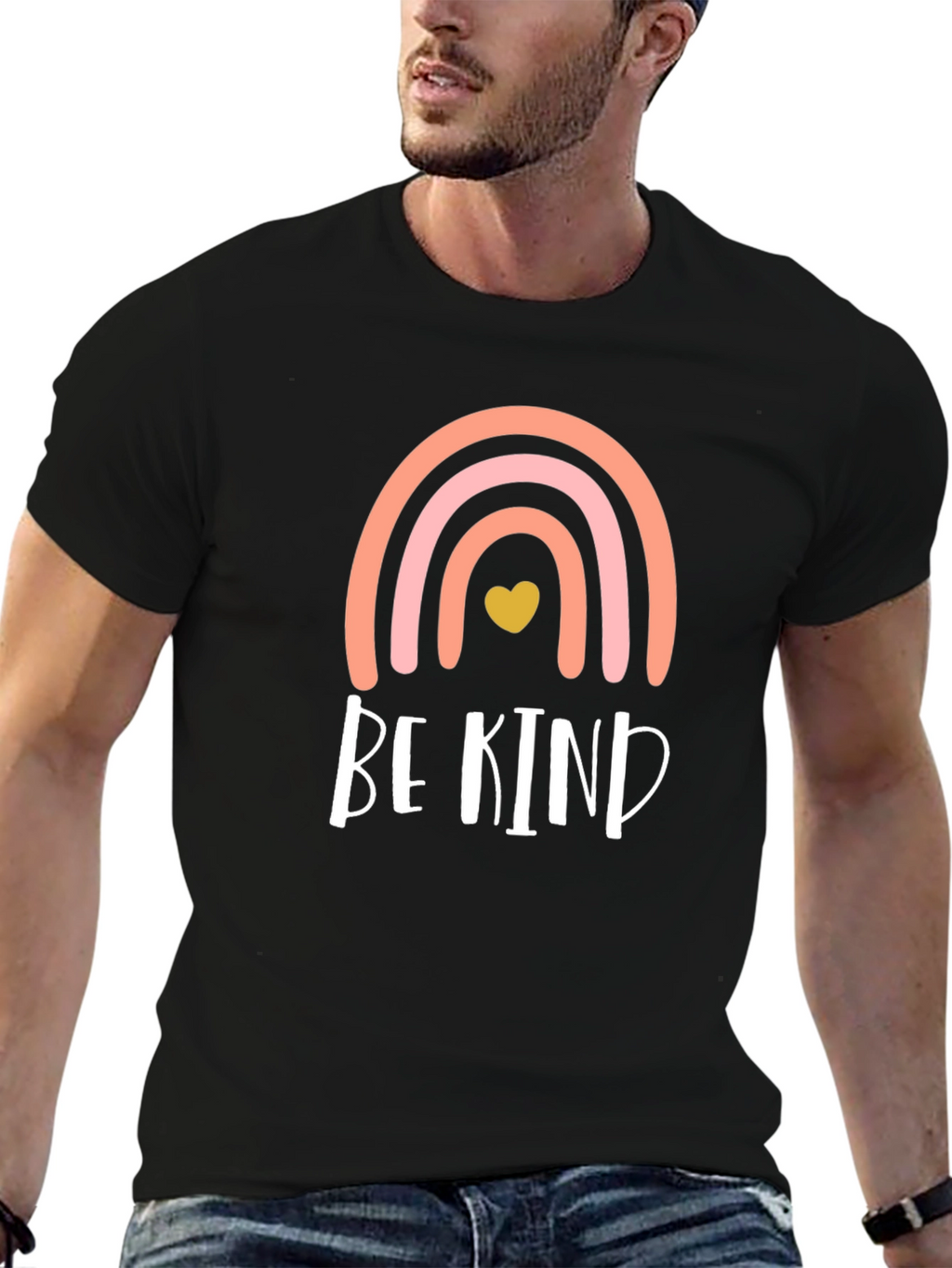 Be Kind Rainbow Heart Graphic T-Shirt
