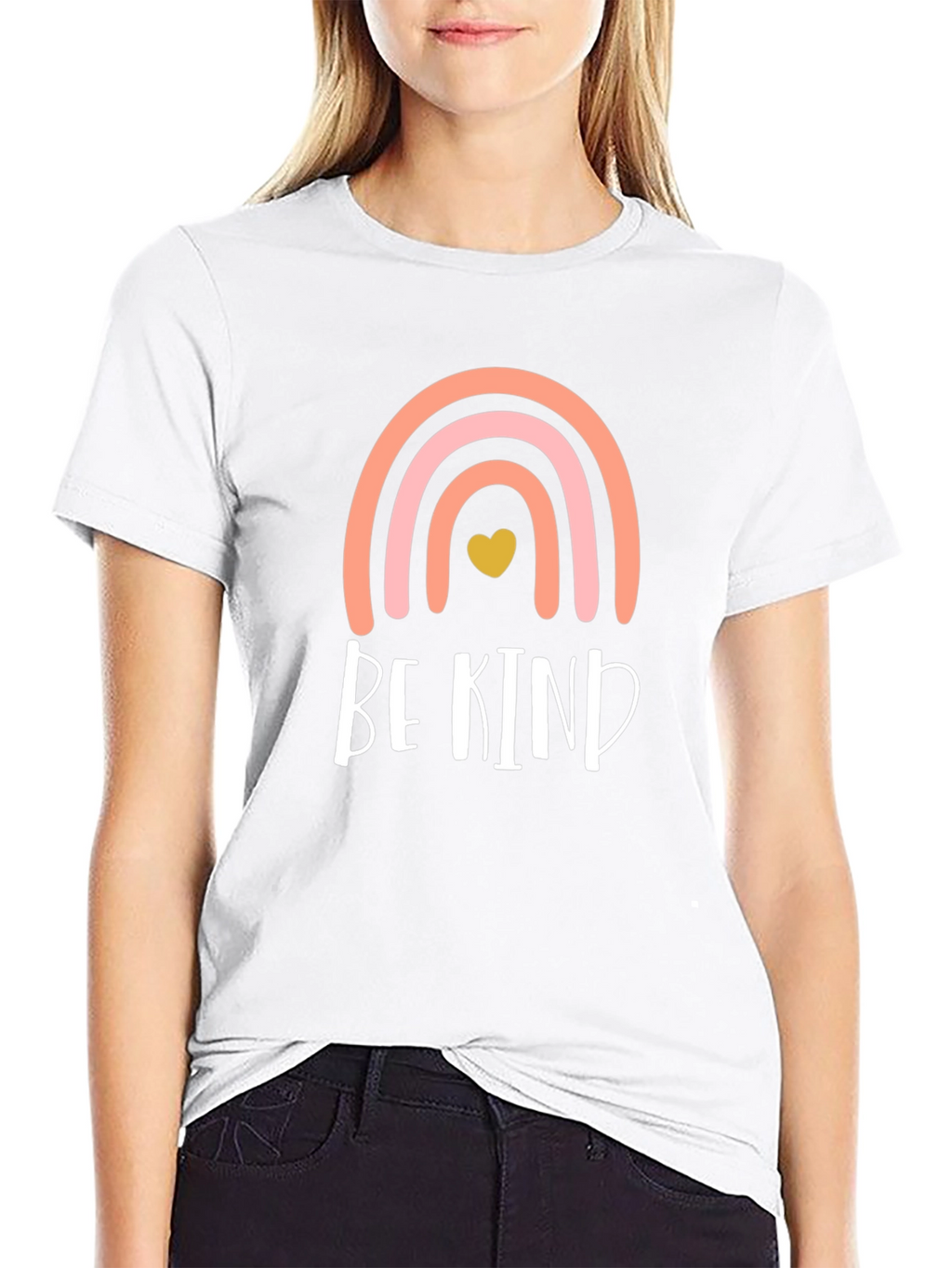 Be Kind Rainbow Heart Graphic T-Shirt