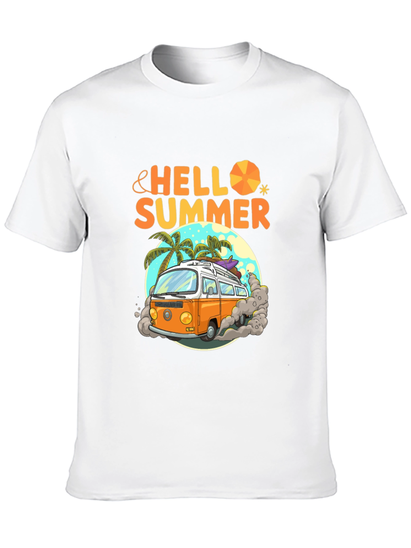 Hello Summer Beach Van Graphic T-Shirt