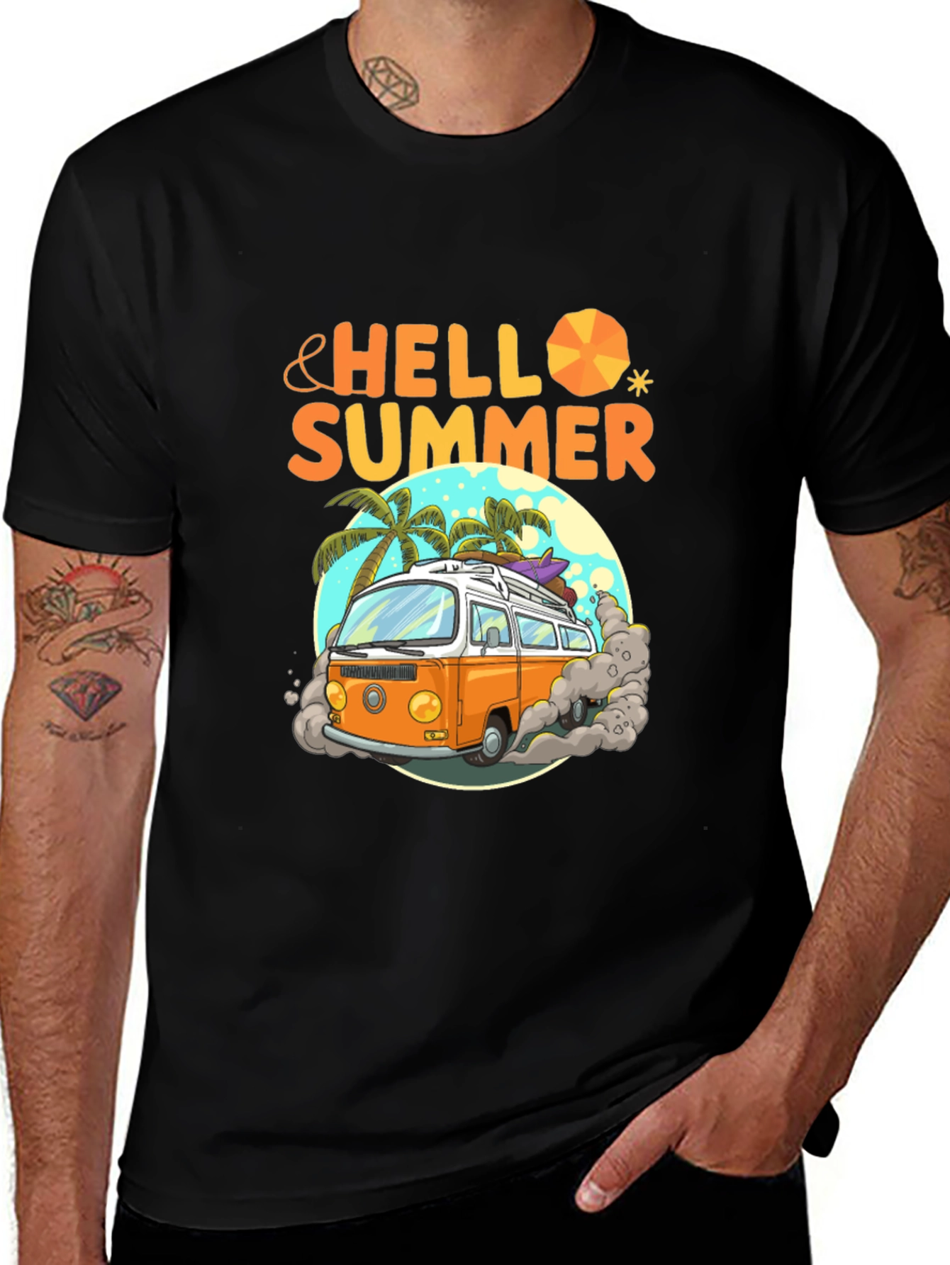 Hello Summer Beach Van Graphic T-Shirt