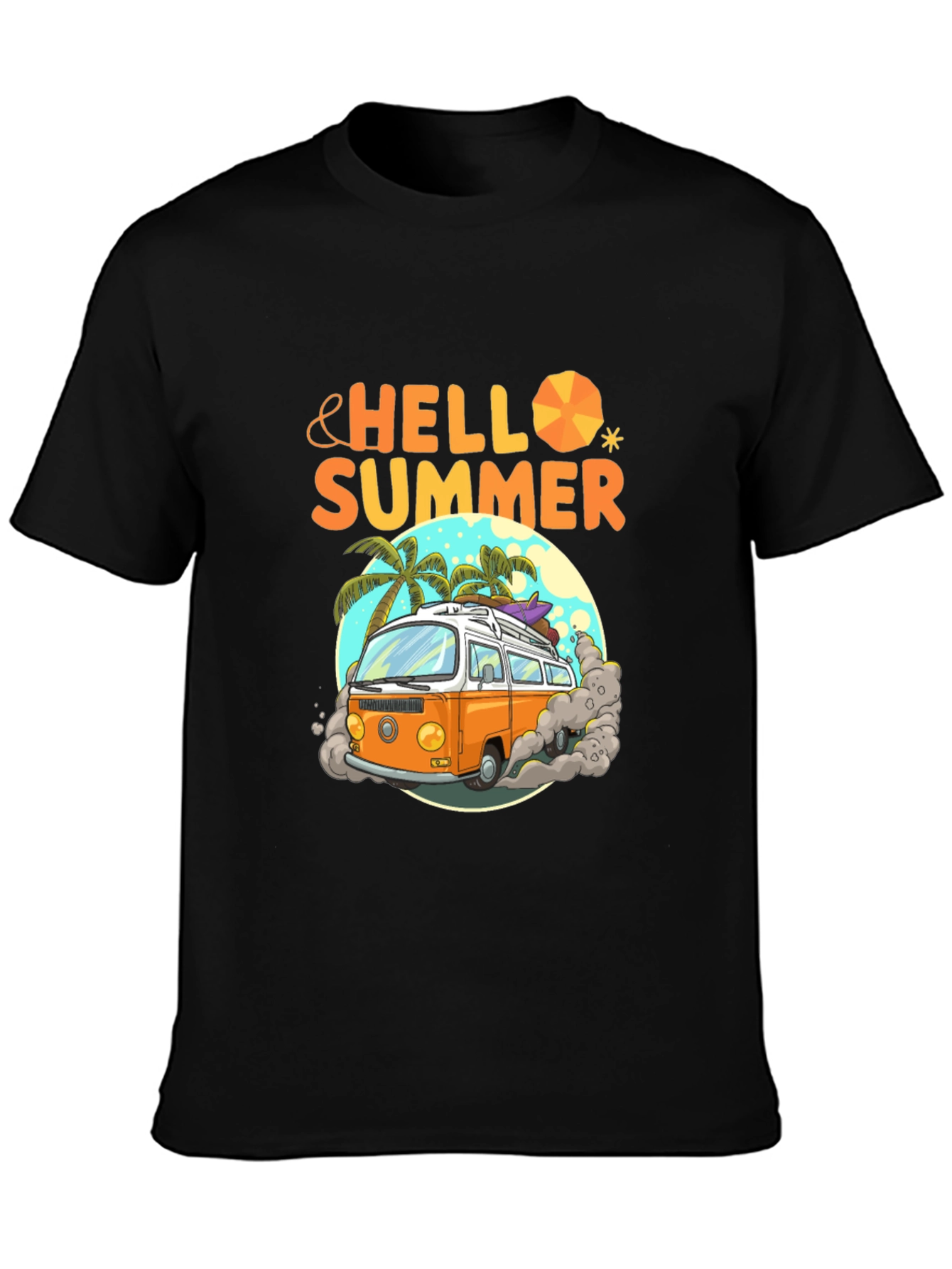 Hello Summer Beach Van Graphic T-Shirt