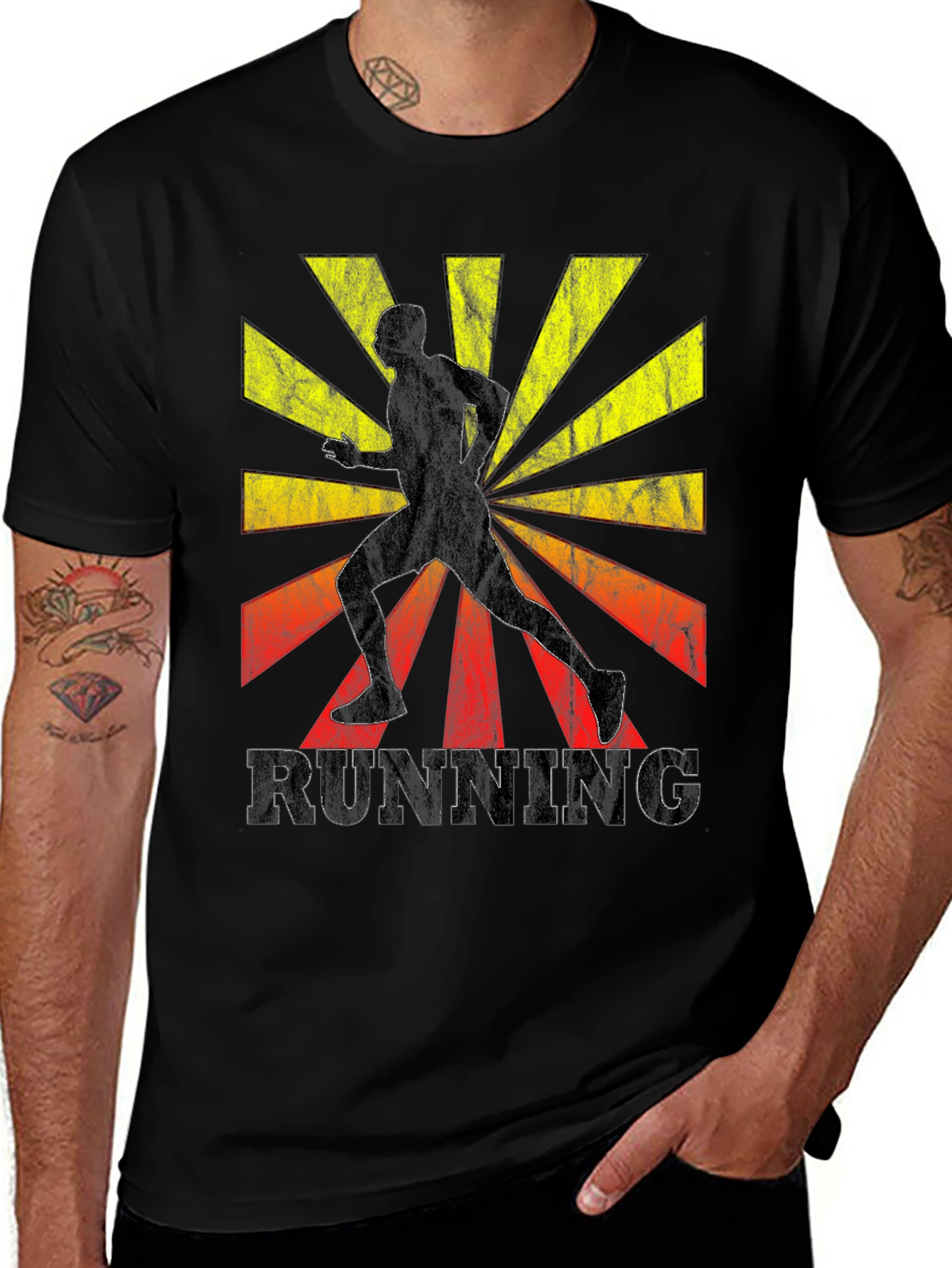 Retro Running T-Shirt - Sunrise Silhouette