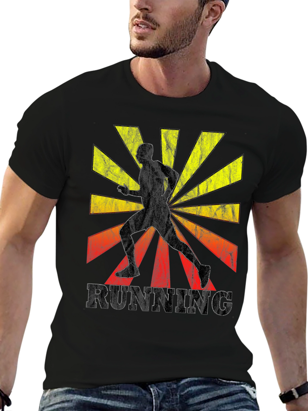 Retro Running T-Shirt - Sunrise Silhouette