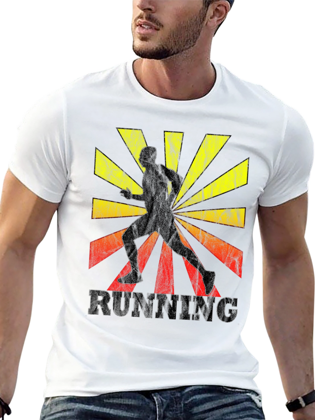 Retro Running T-Shirt - Sunrise Silhouette