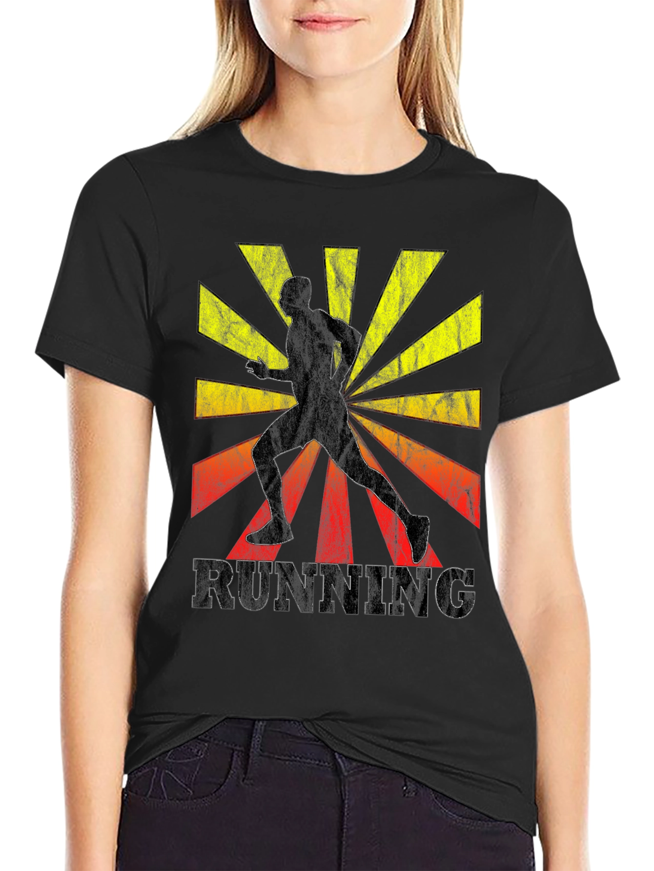 Retro Running T-Shirt - Sunrise Silhouette