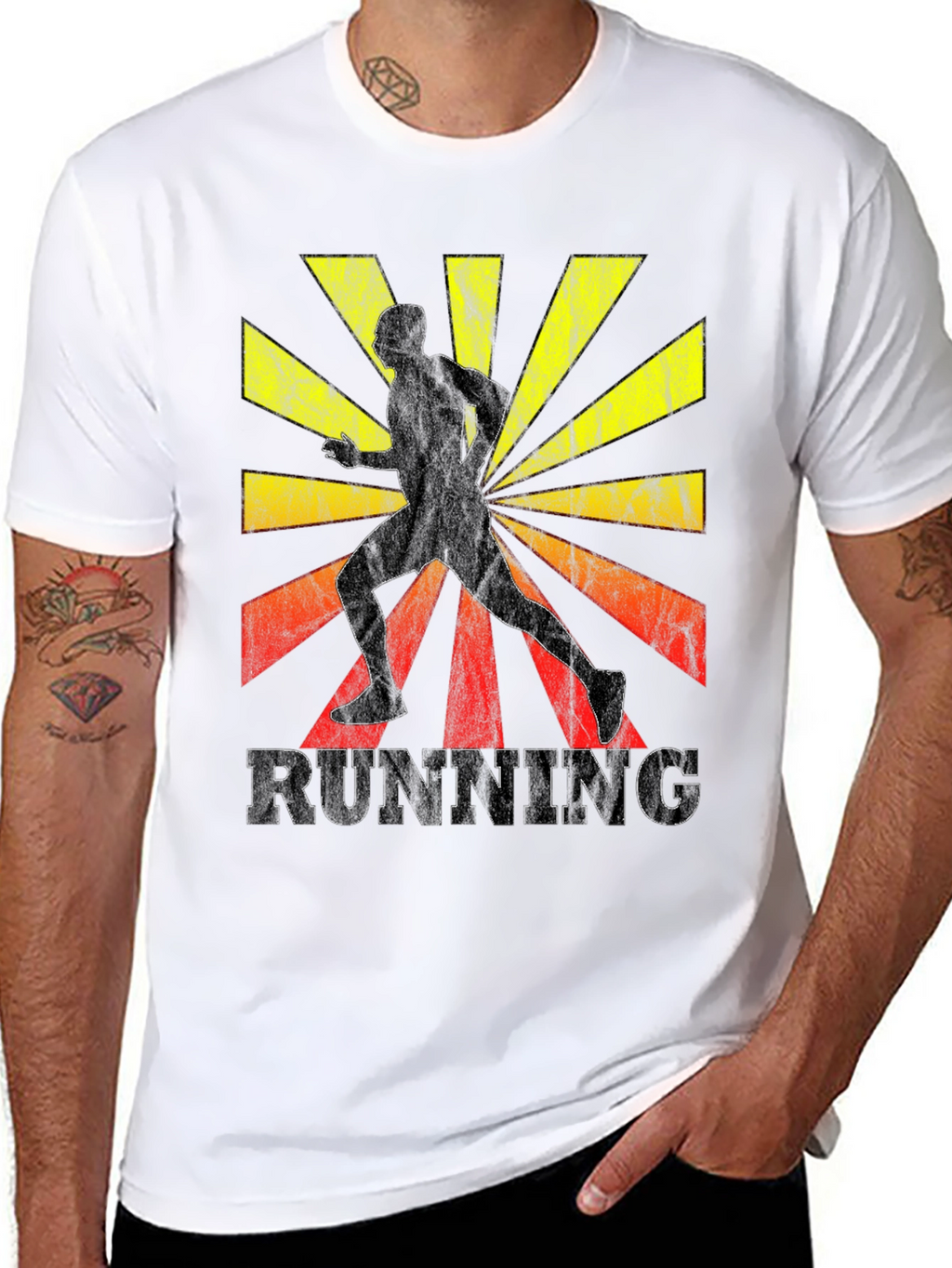 Retro Running T-Shirt - Sunrise Silhouette