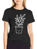 Cute Plant Graphic Tee - Unisex Black T-Shirt