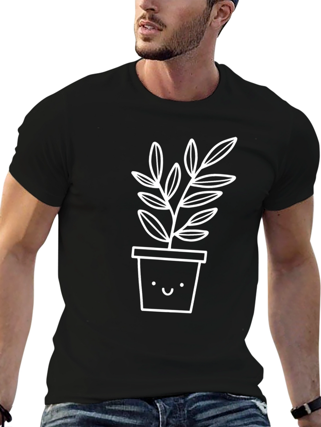 Cute Plant Graphic Tee - Unisex Black T-Shirt