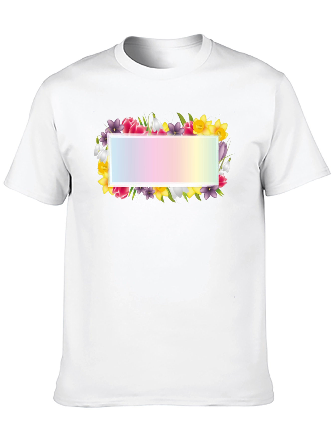 Floral Frame Graphic Tee - Black Cotton T-Shirt