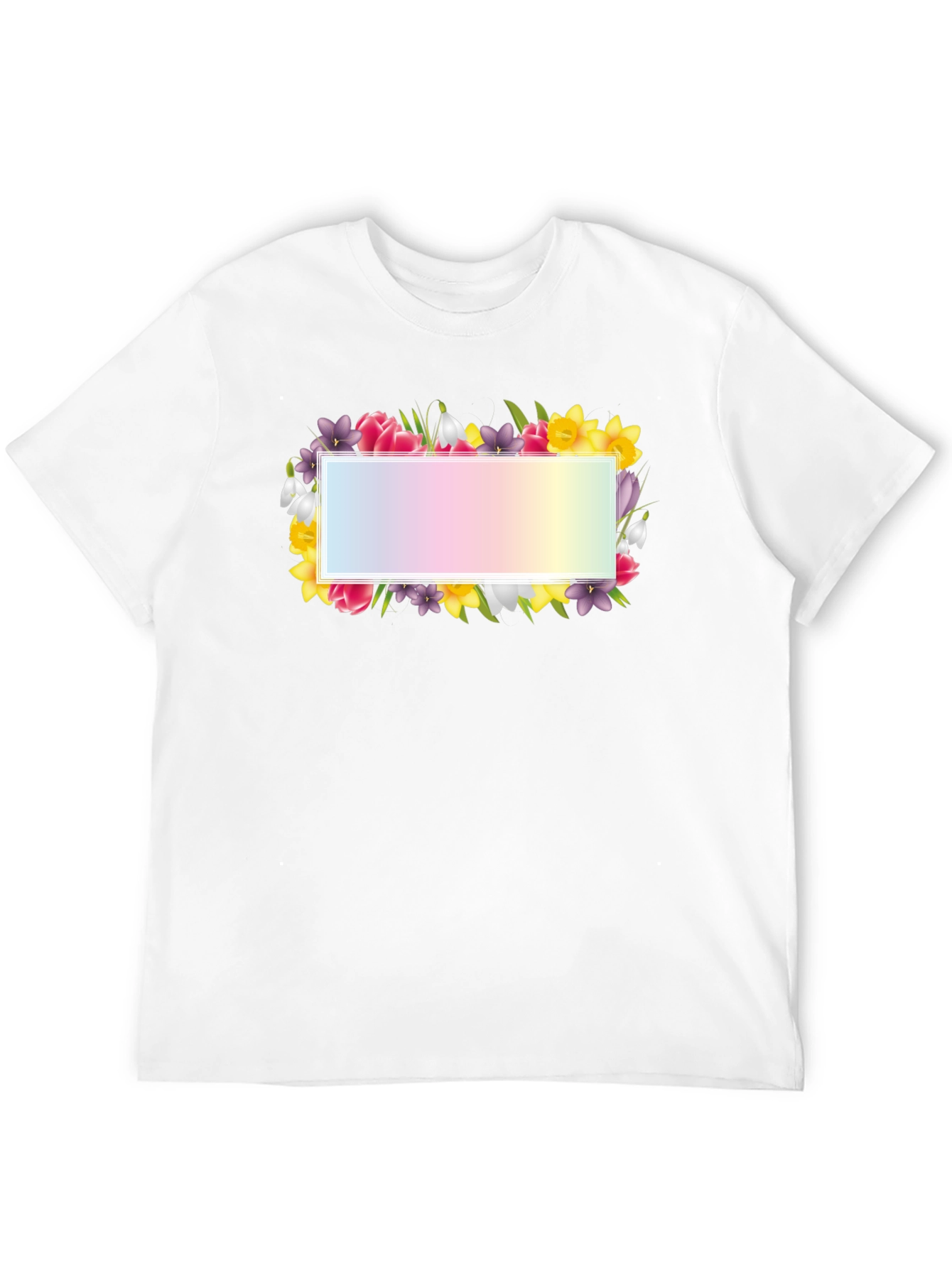 Floral Frame Graphic Tee - Black Cotton T-Shirt