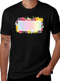 Floral Frame Graphic Tee - Black Cotton T-Shirt