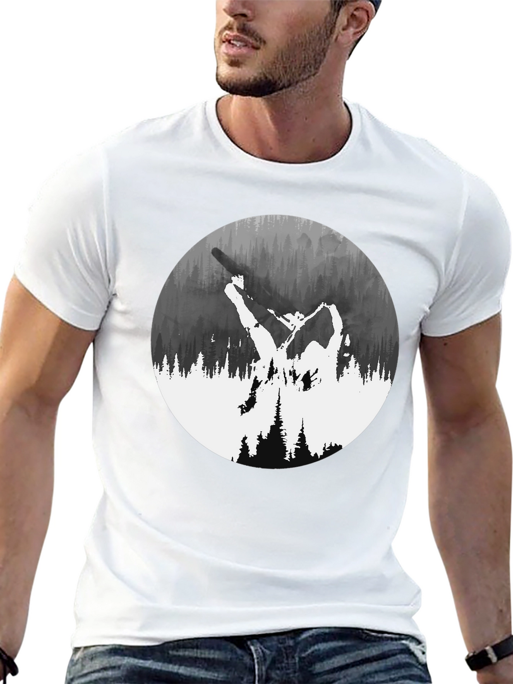 Nature Silhouette Graphic Tee - Black