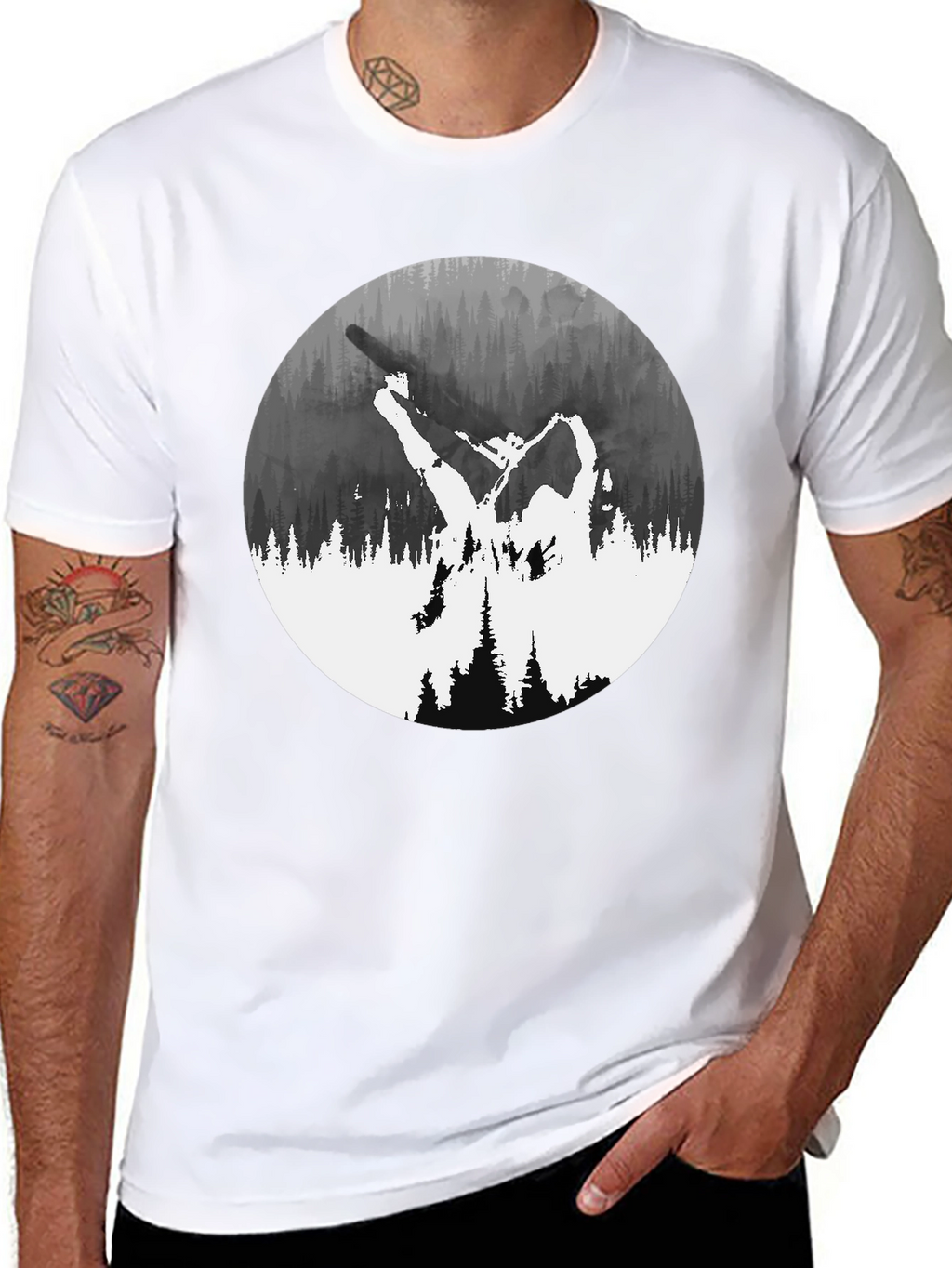Nature Silhouette Graphic Tee - Black