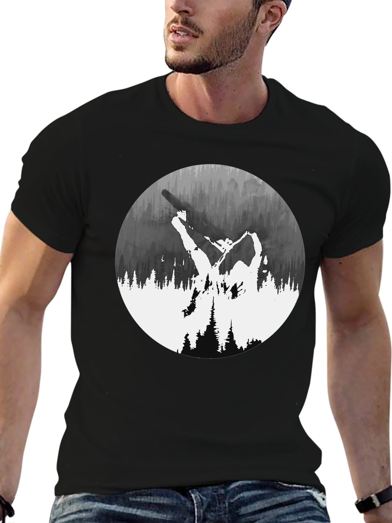 Nature Silhouette Graphic Tee - Black