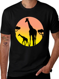 Giraffe Silhouette T-Shirt - Sunset Graphic Tee