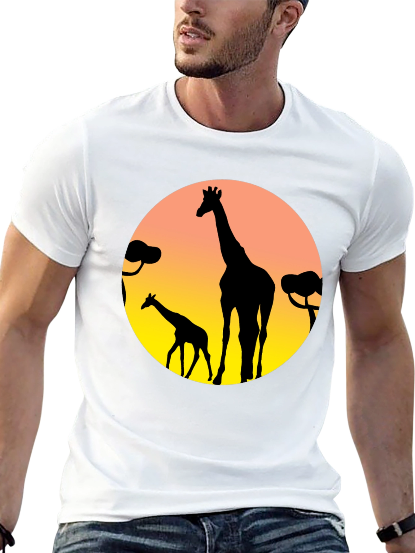Giraffe Silhouette T-Shirt - Sunset Graphic Tee