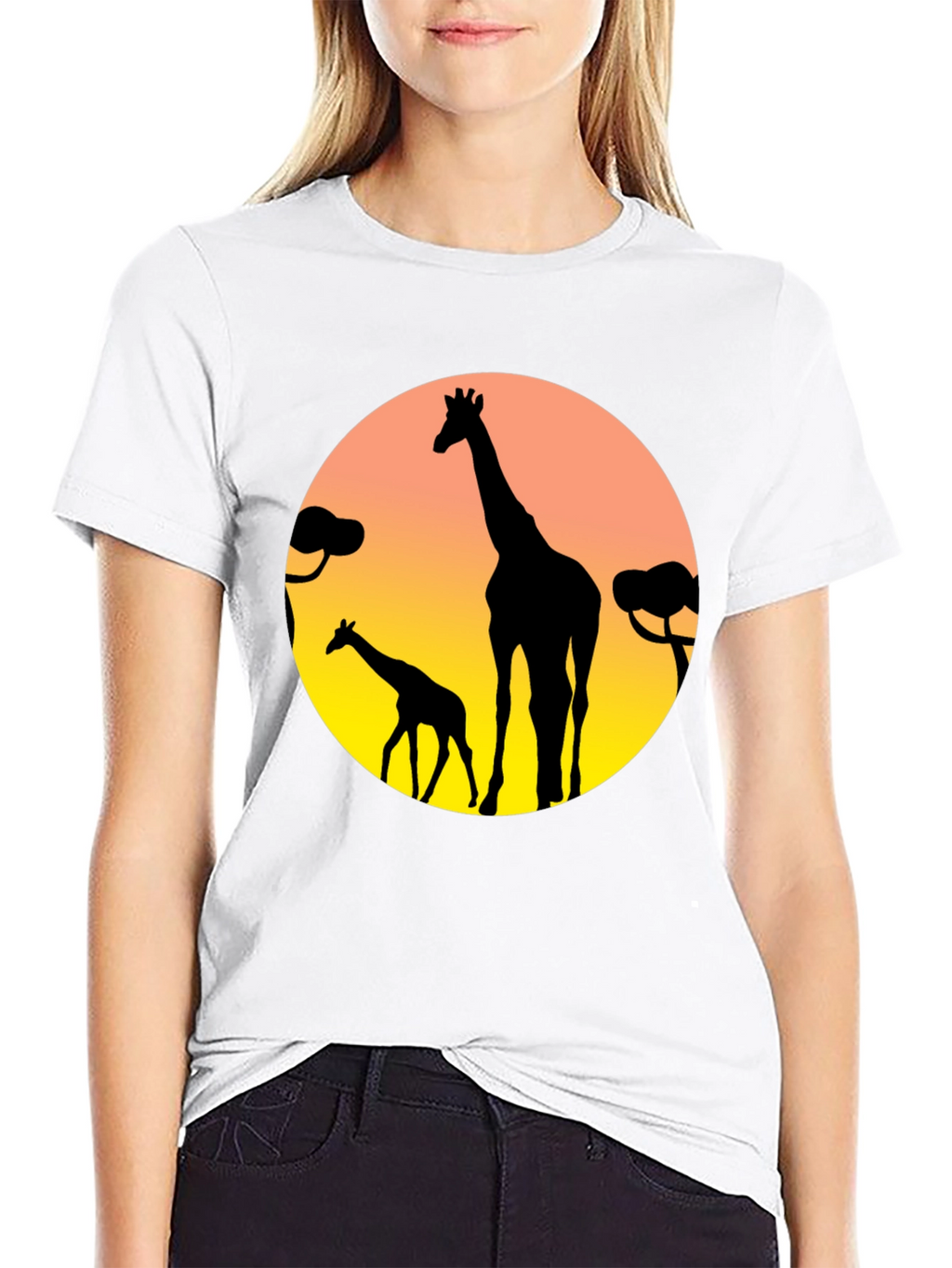 Giraffe Silhouette T-Shirt - Sunset Graphic Tee