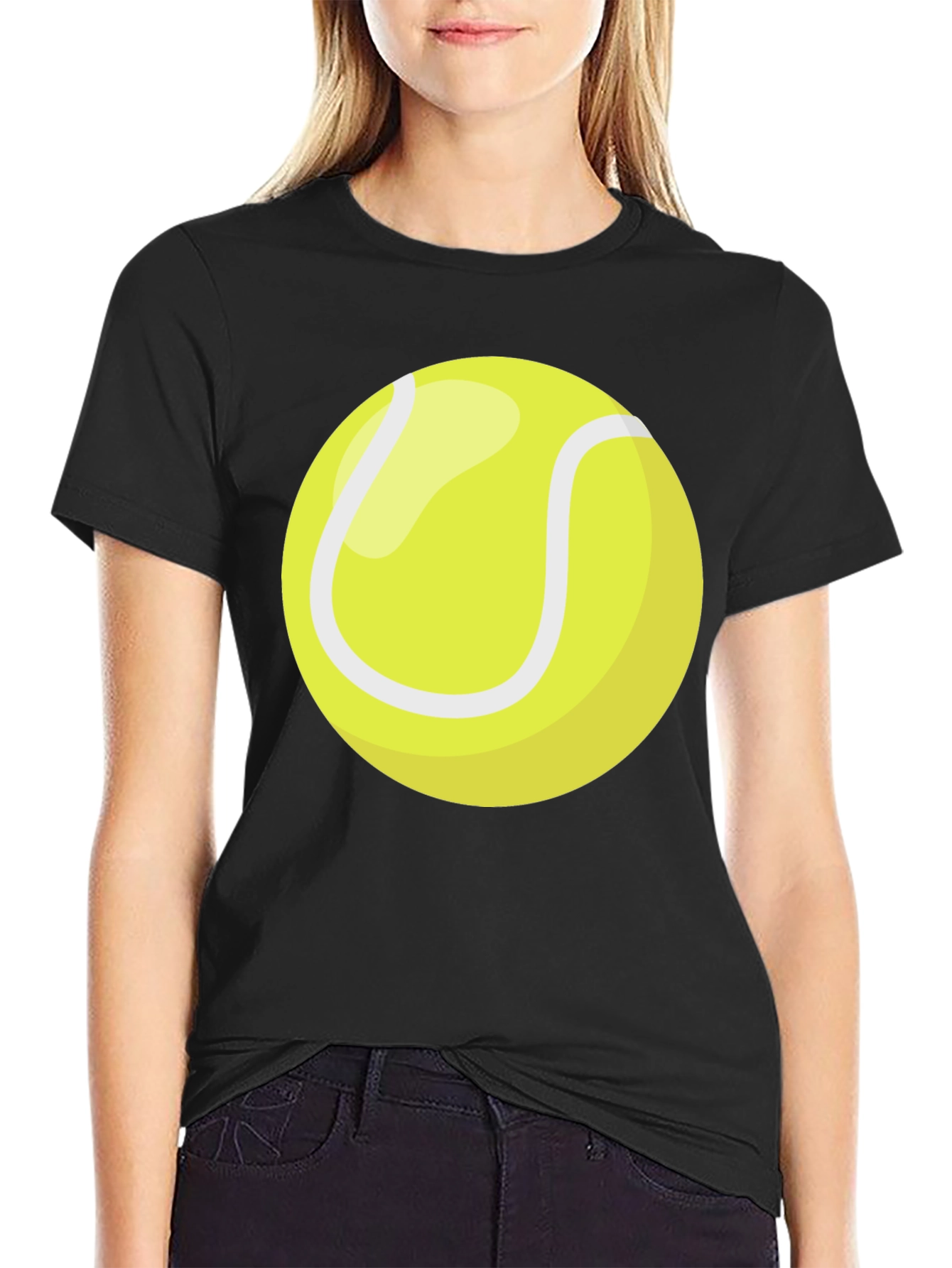 Tennis Ball Graphic T-Shirt - Black Cotton Tee