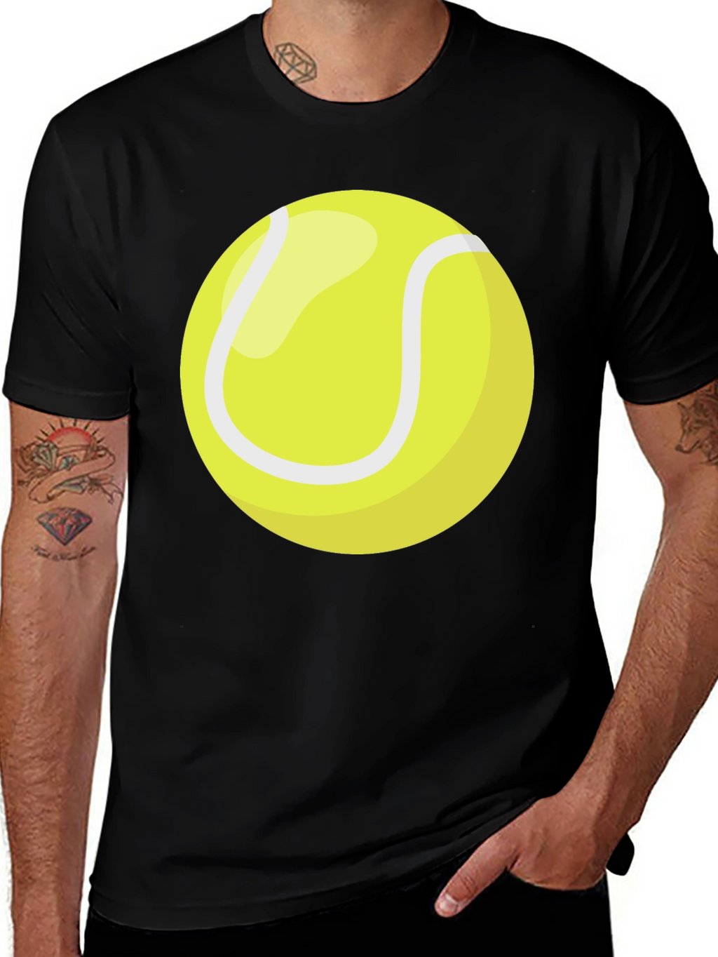 Tennis Ball Graphic T-Shirt - Black Cotton Tee