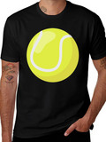 Tennis Ball Graphic T-Shirt - Black Cotton Tee