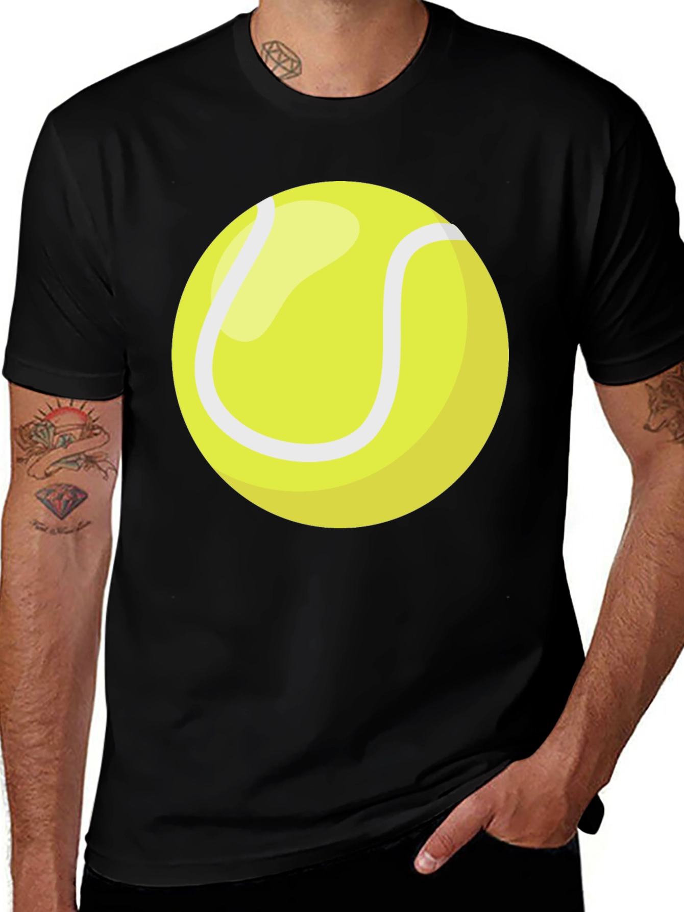 Tennis Ball Graphic T-Shirt - Black Cotton Tee