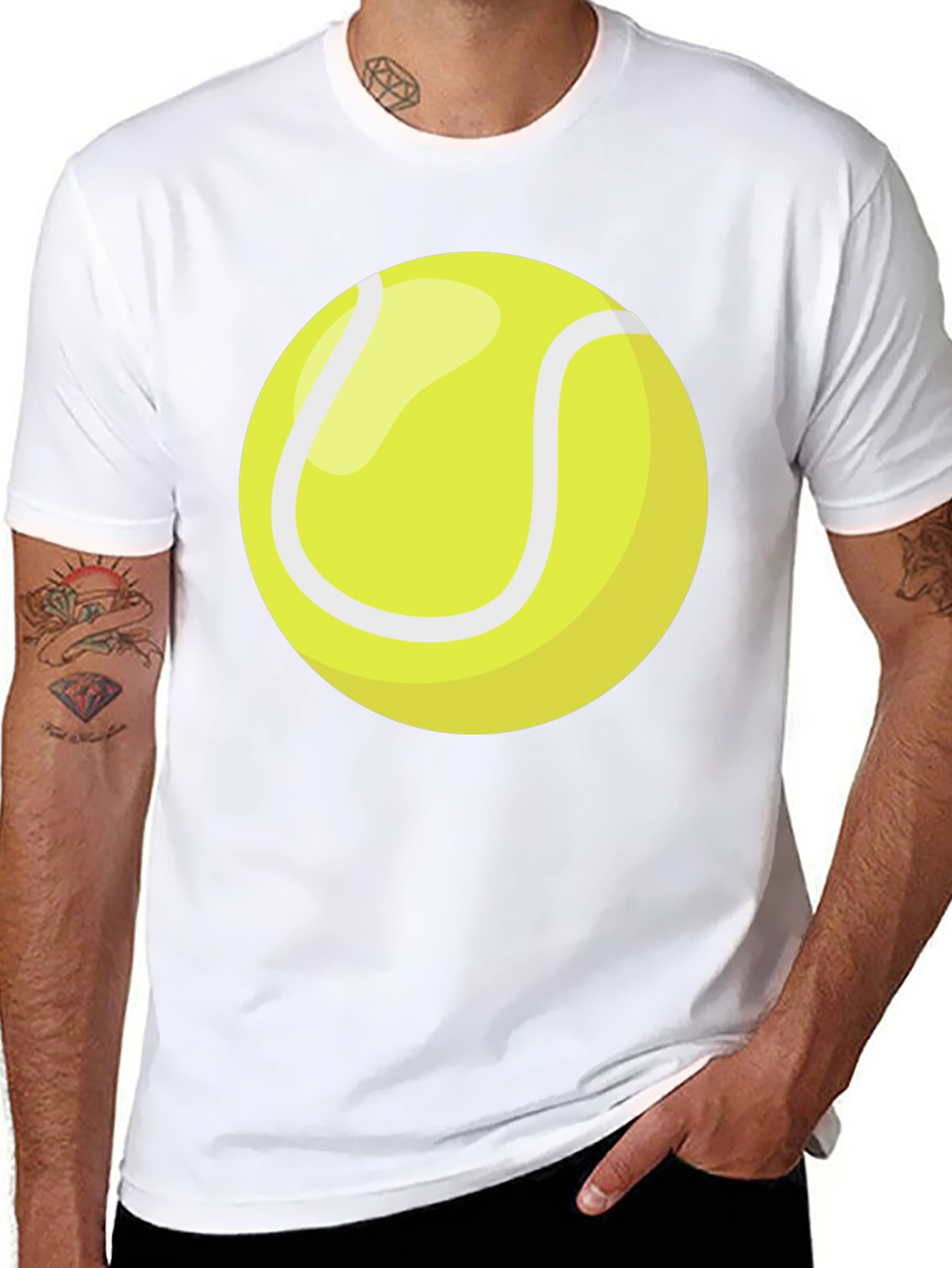 Tennis Ball Graphic T-Shirt - Black Cotton Tee