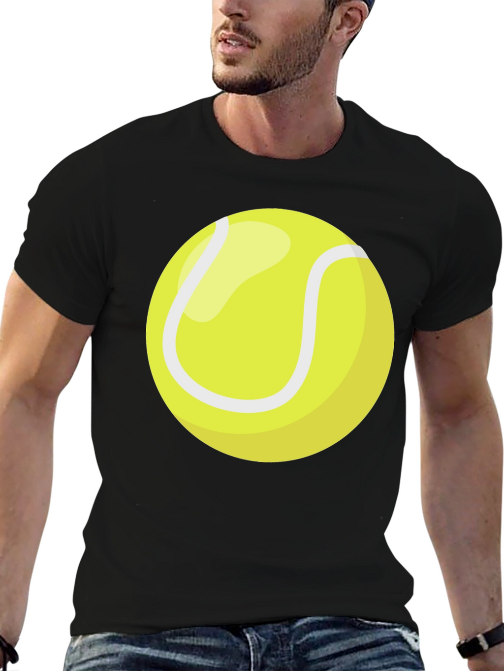 Tennis Ball Graphic T-Shirt - Black Cotton Tee