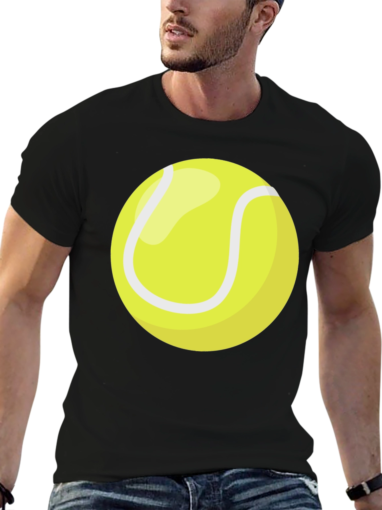 Tennis Ball Graphic T-Shirt - Black Cotton Tee