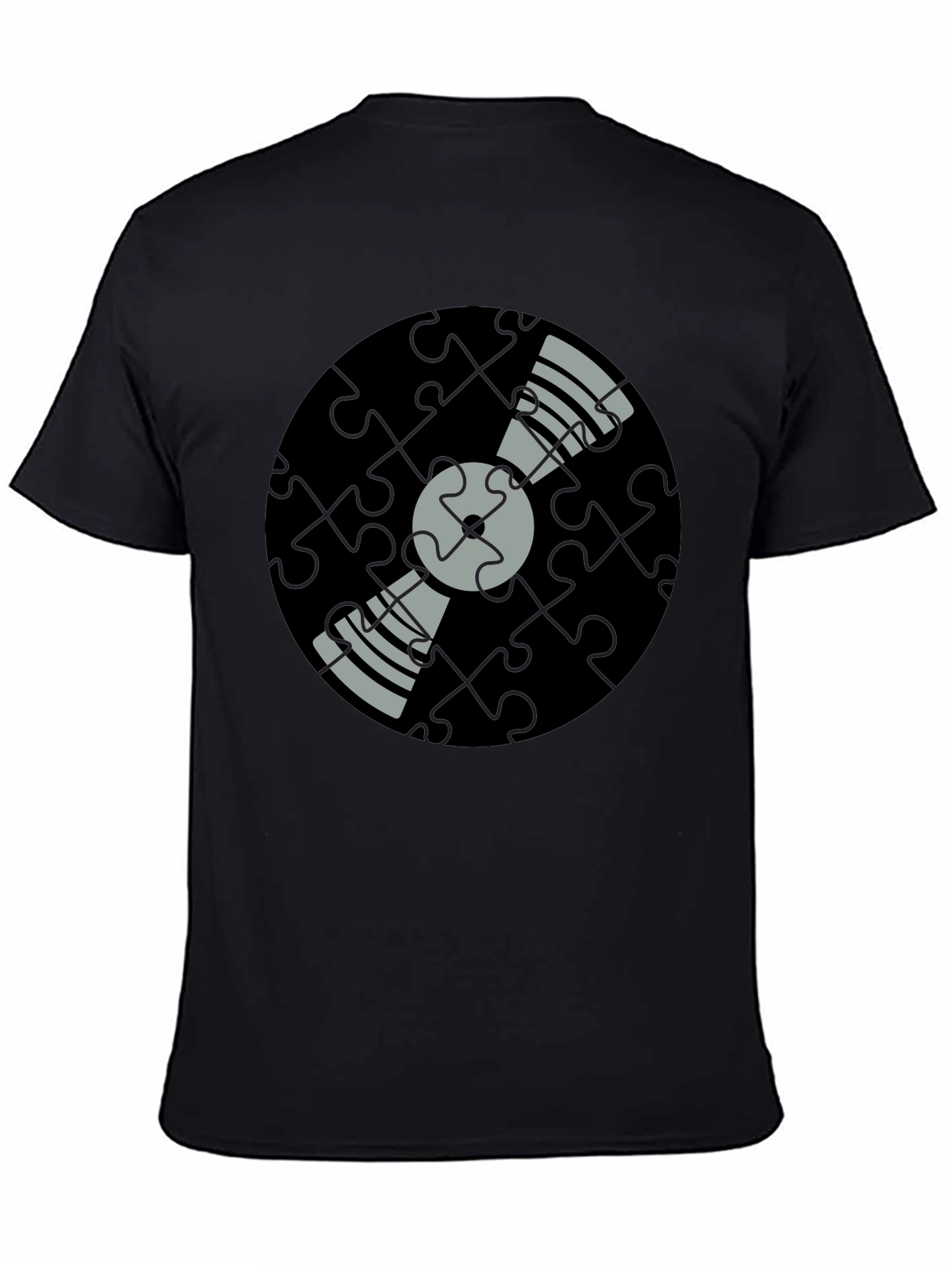 Puzzle Piece Vinyl Record Graphic Tee - Black