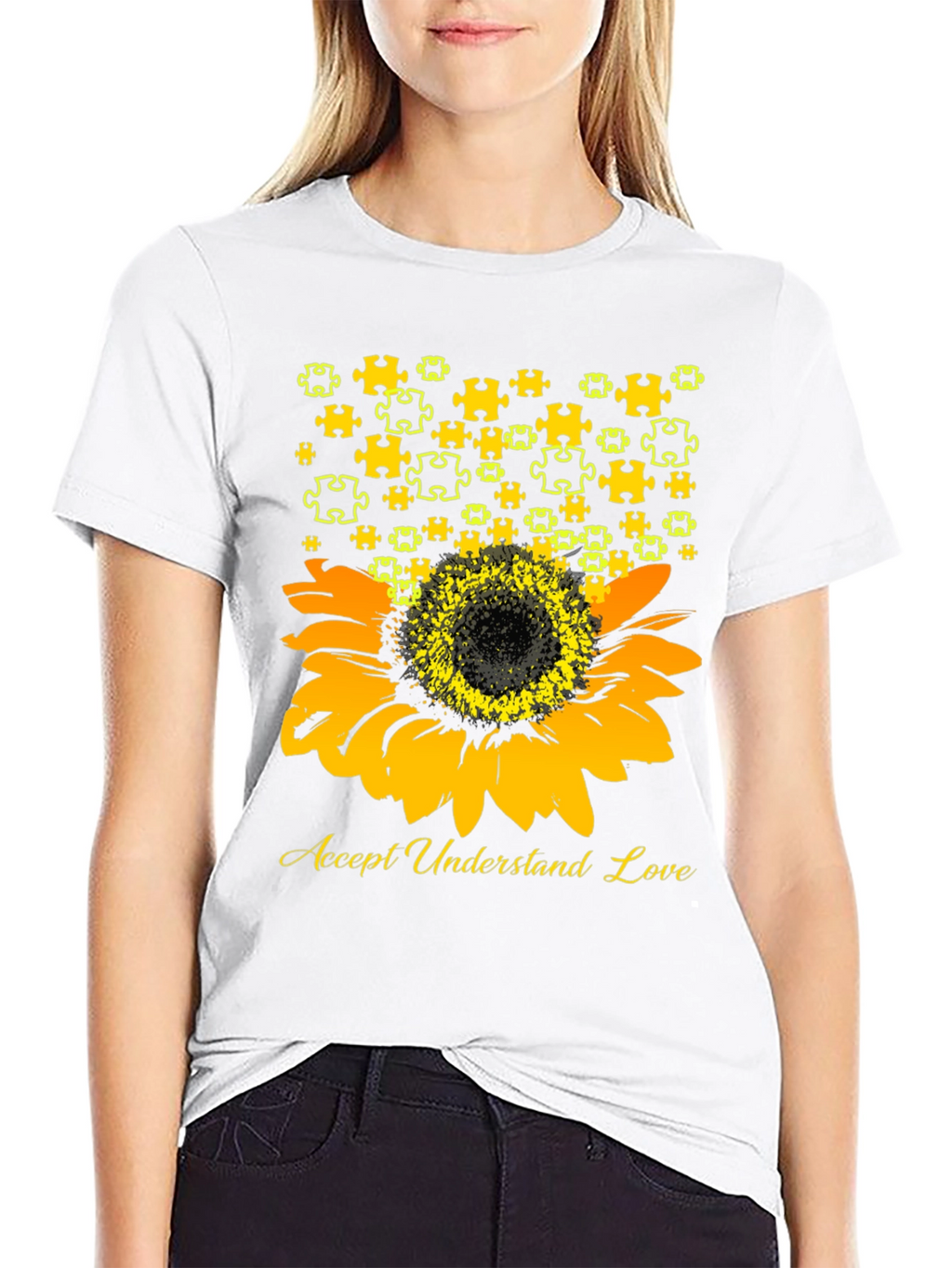 Accept Understand Love Sunflower Autism Awareness T-Shirt