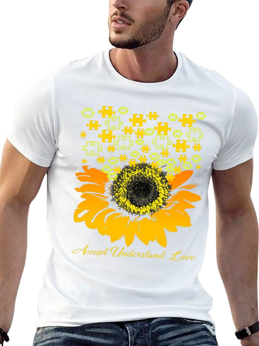 Accept Understand Love Sunflower Autism Awareness T-Shirt