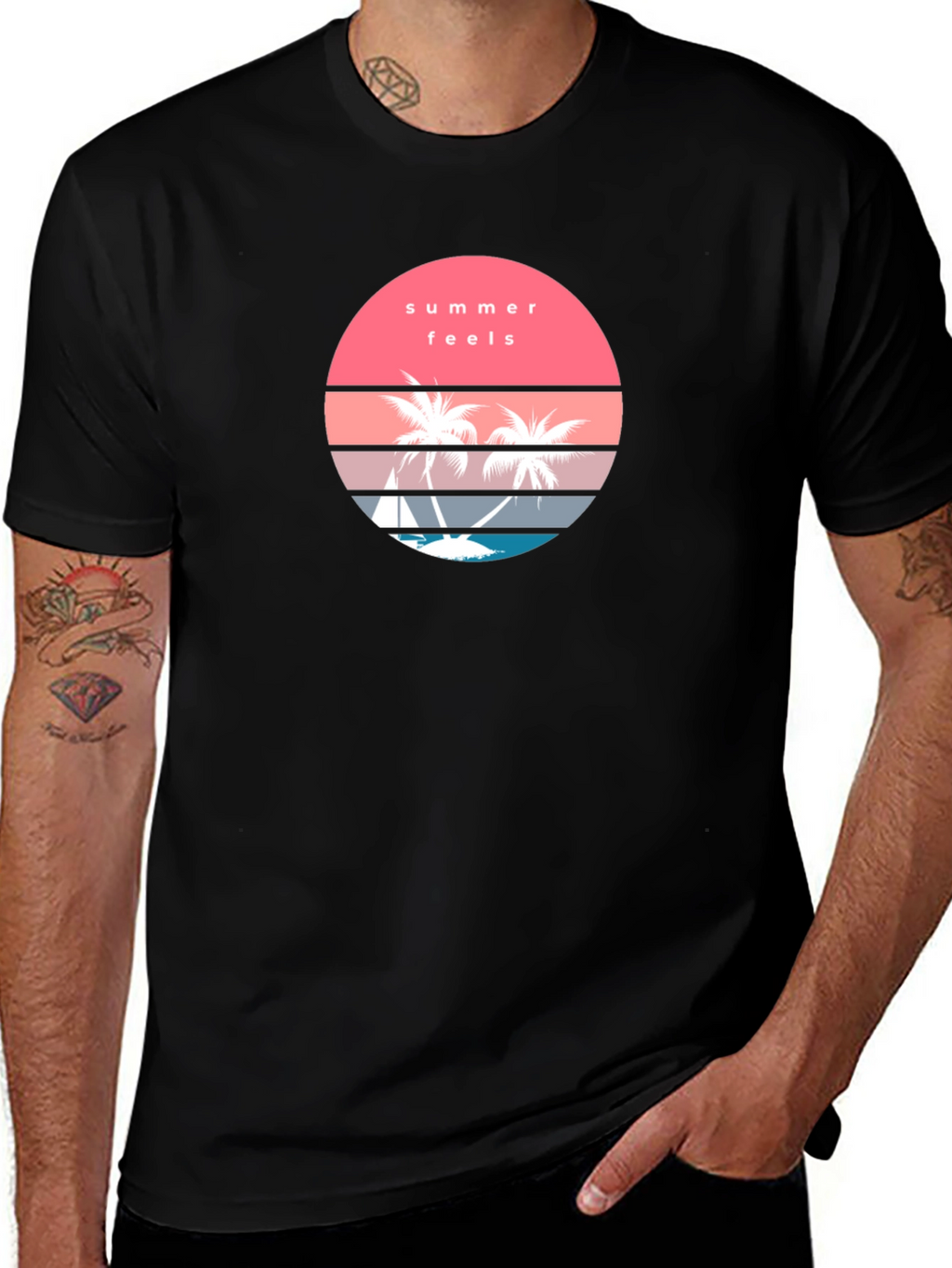 Summer Feels Graphic Tee - Retro Palm Tree T-Shirt