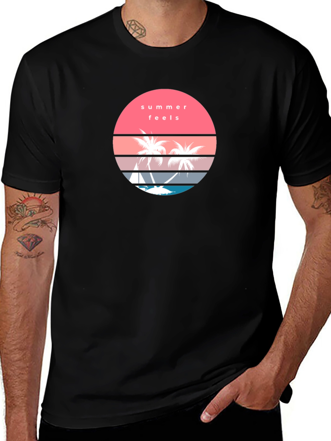 Summer Feels Graphic Tee - Retro Palm Tree T-Shirt