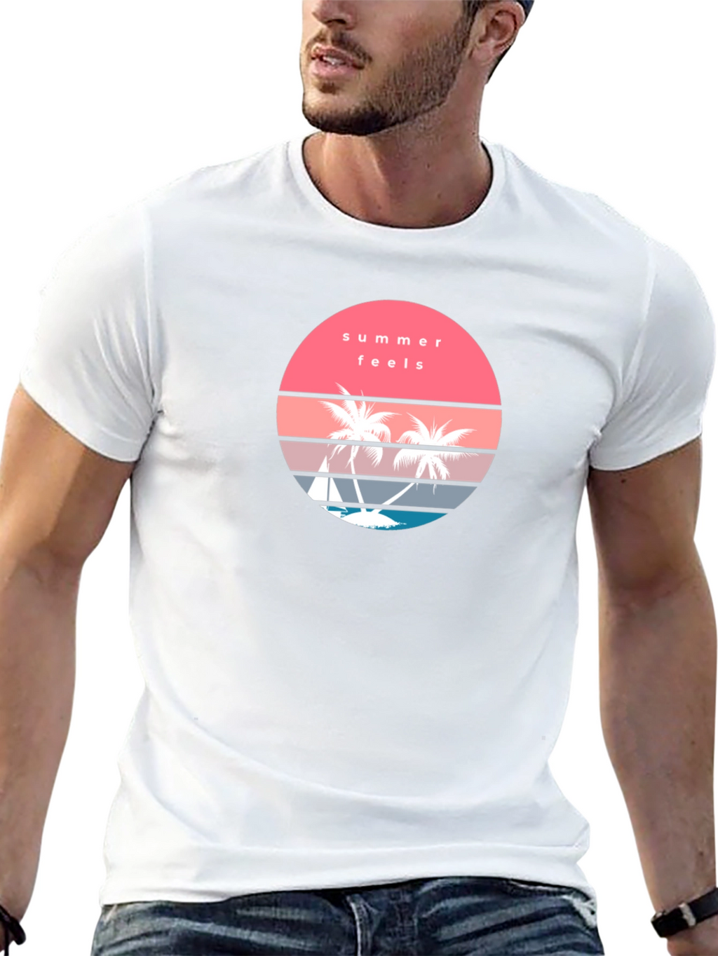 Summer Feels Graphic Tee - Retro Palm Tree T-Shirt