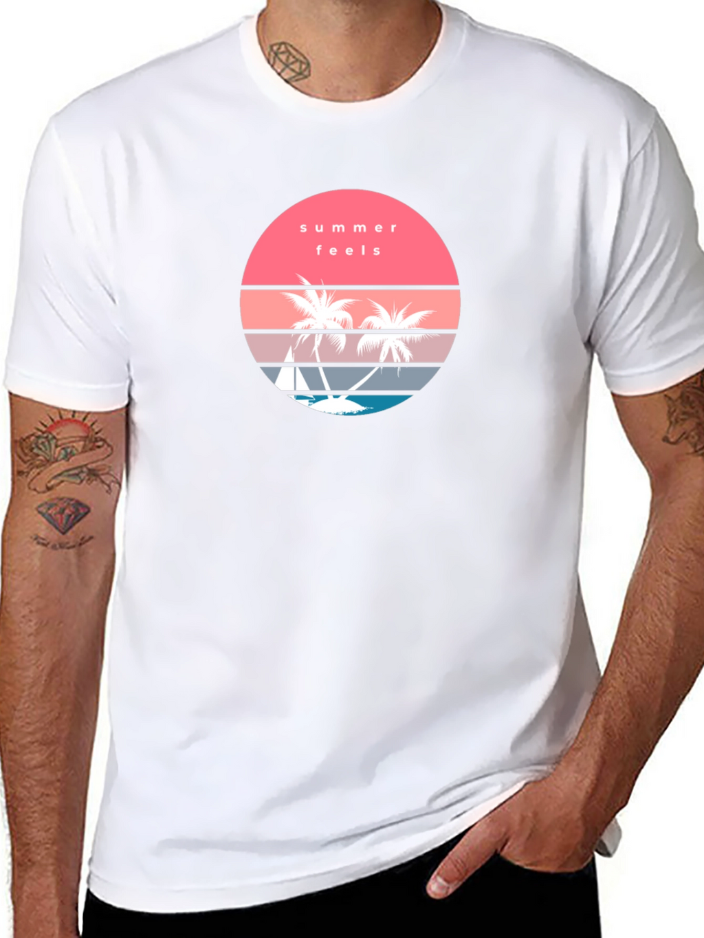 Summer Feels Graphic Tee - Retro Palm Tree T-Shirt