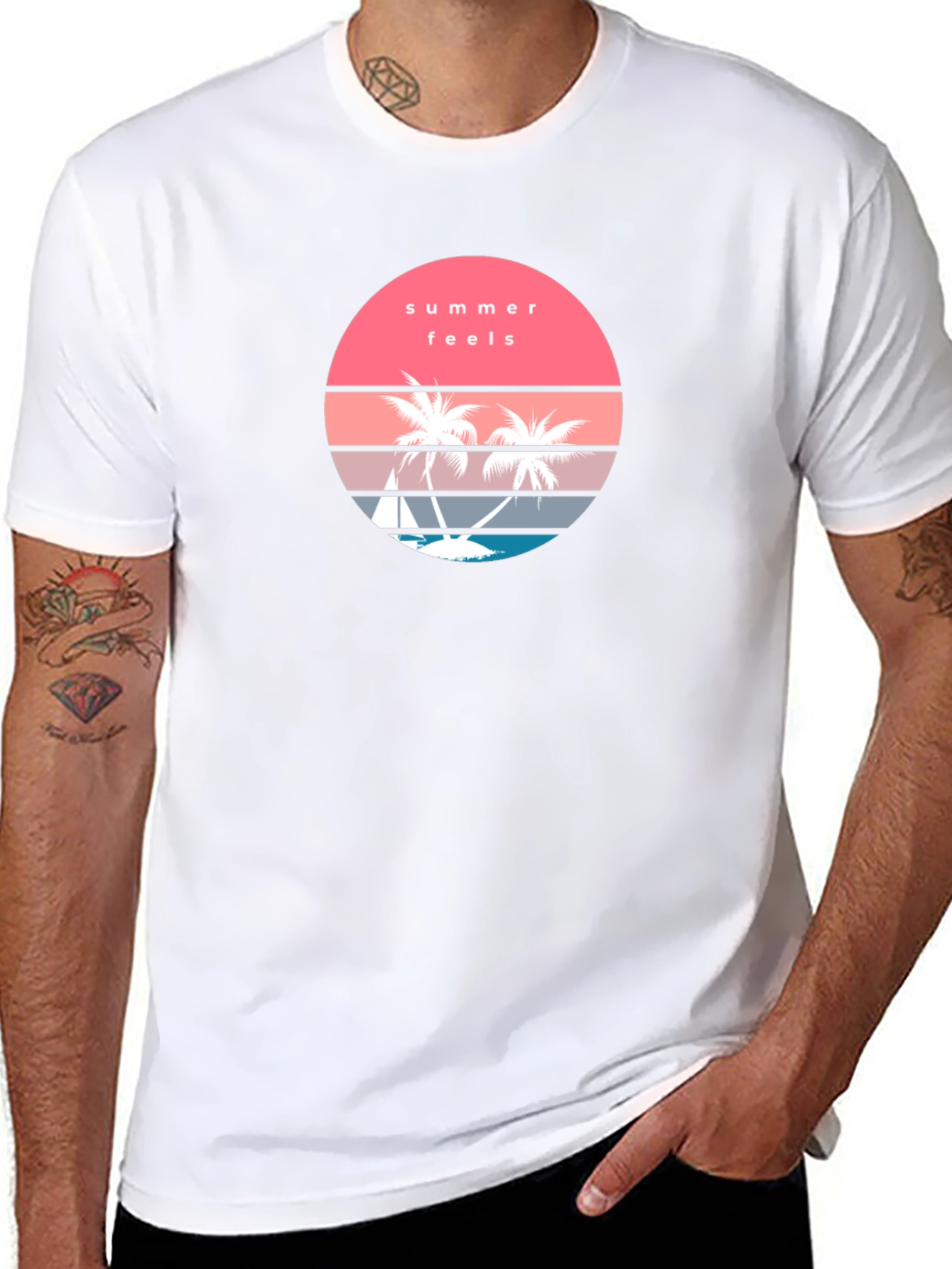 Summer Feels Graphic Tee - Retro Palm Tree T-Shirt