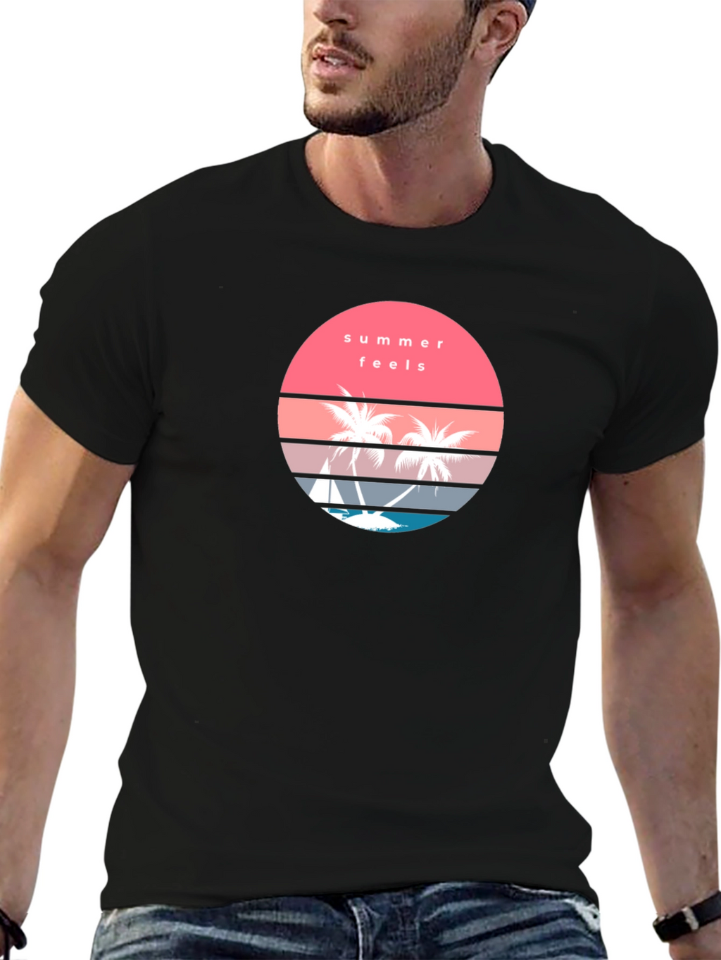 Summer Feels Graphic Tee - Retro Palm Tree T-Shirt