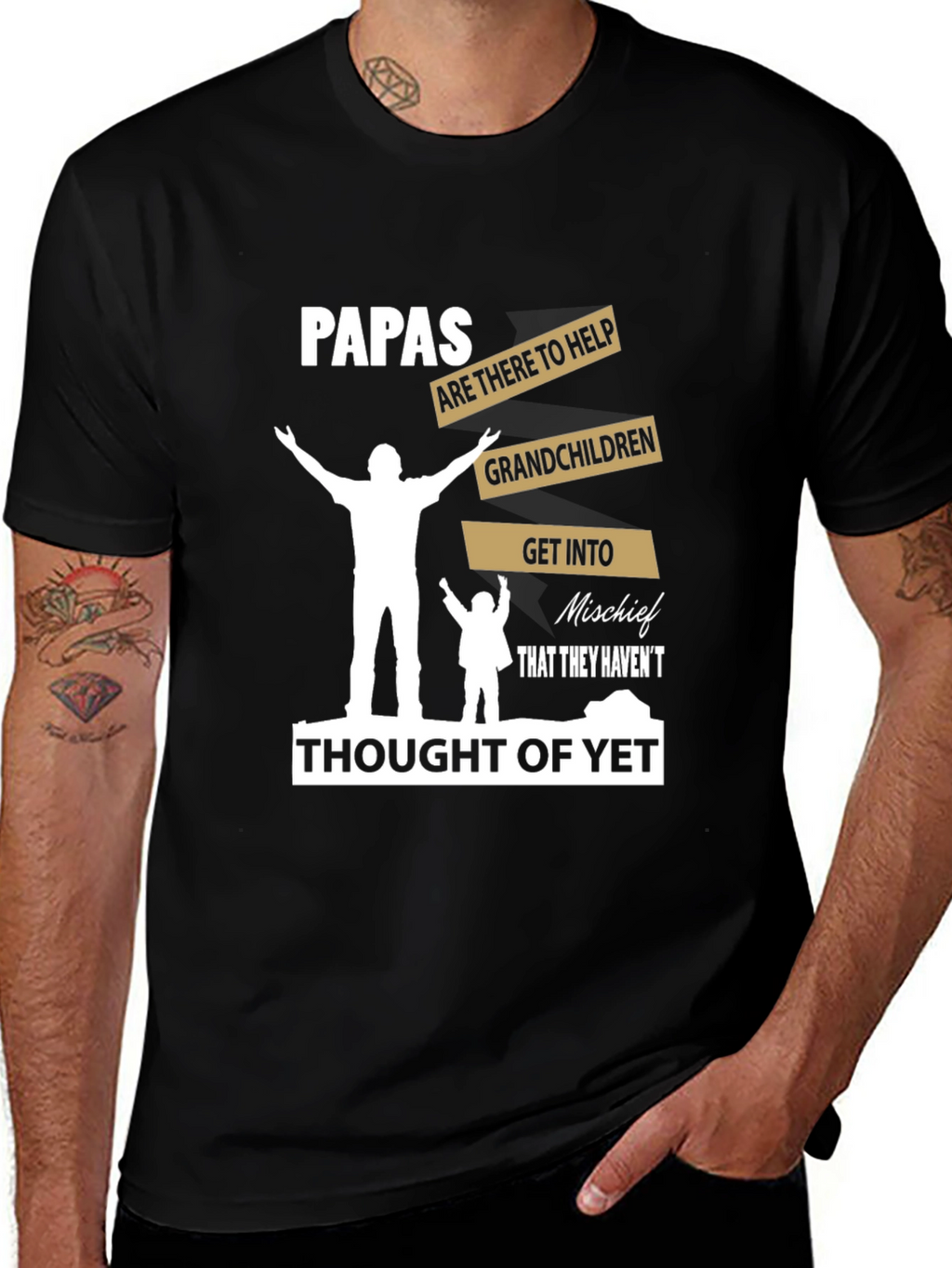 Papas Mischief T-Shirt Grandfather Dad Tee