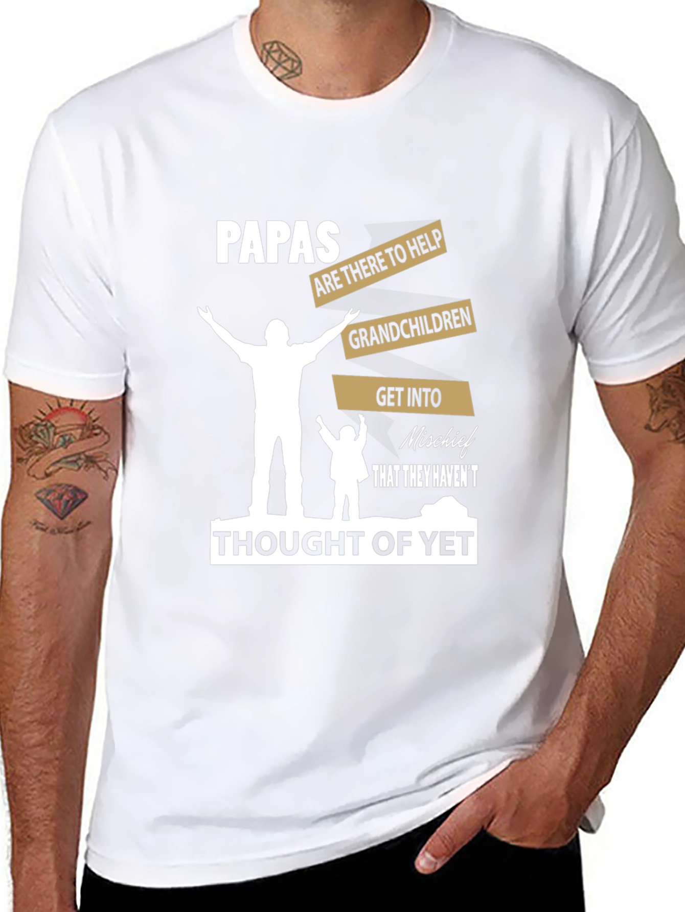 Papas Mischief T-Shirt Grandfather Dad Tee