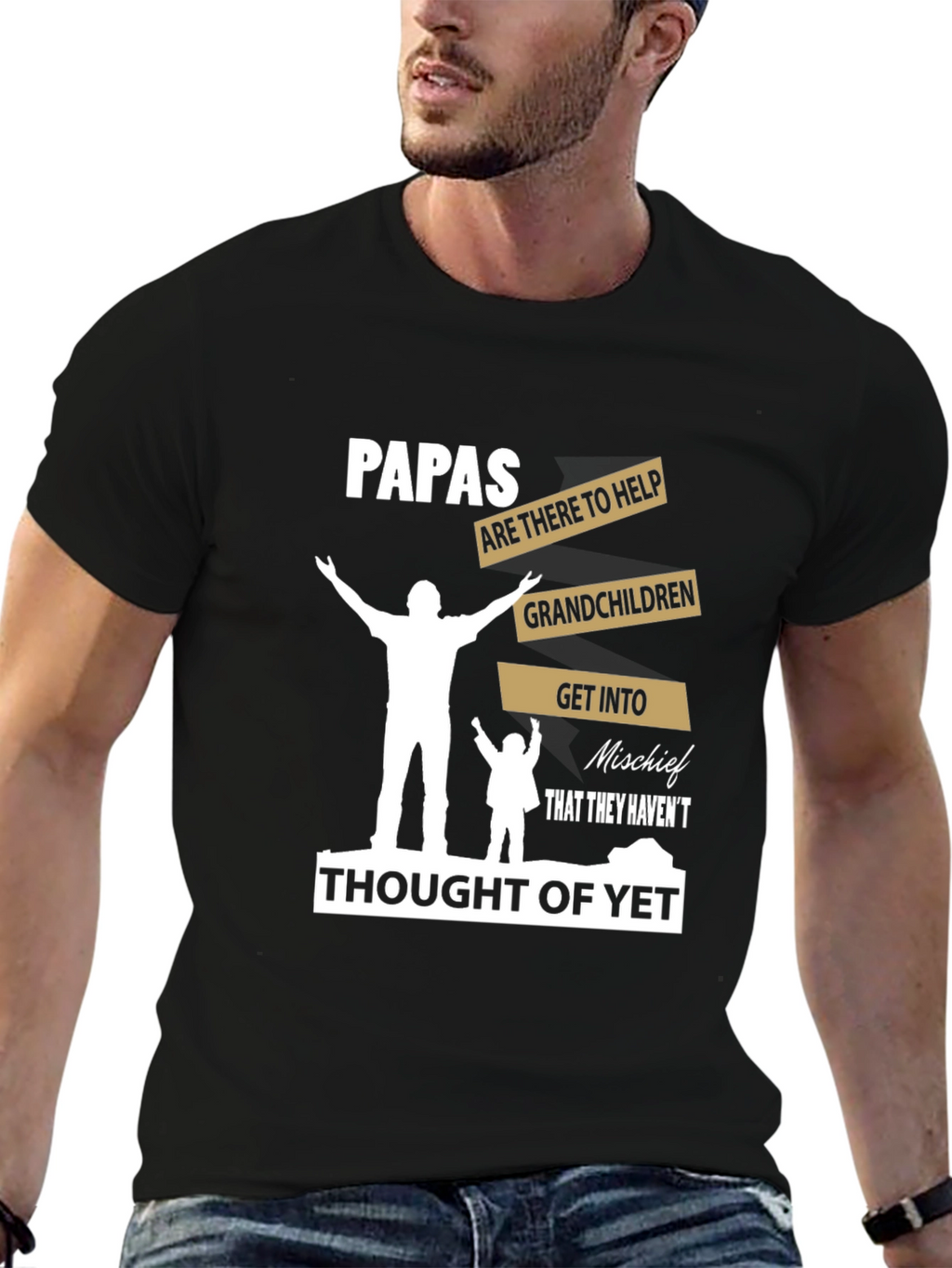 Papas Mischief T-Shirt Grandfather Dad Tee