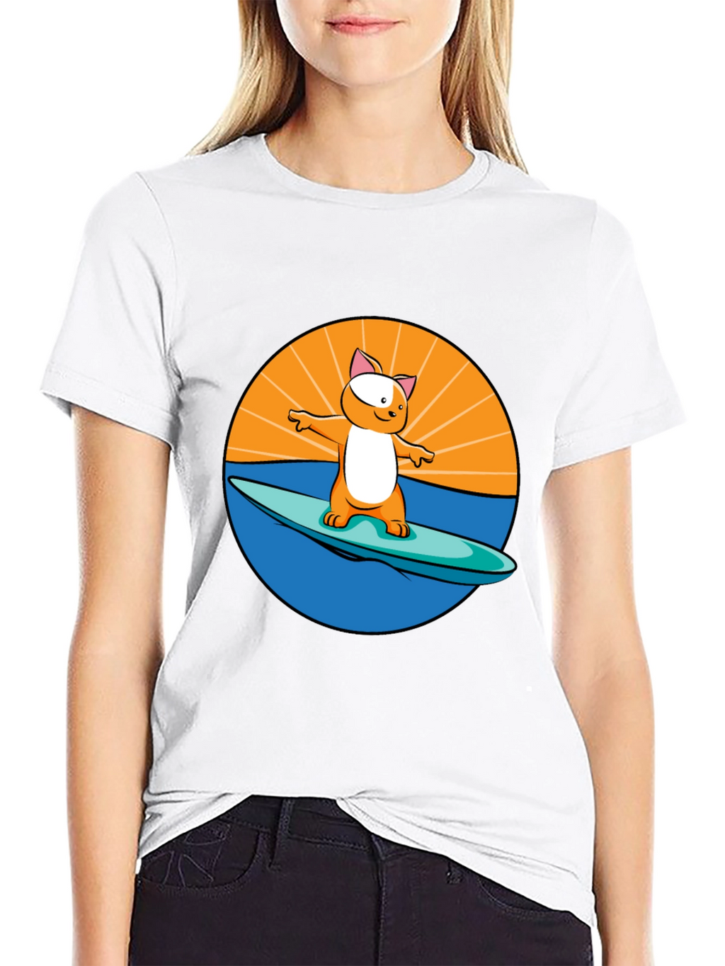 Surfing Cat T-Shirt - Cool Graphic Tee